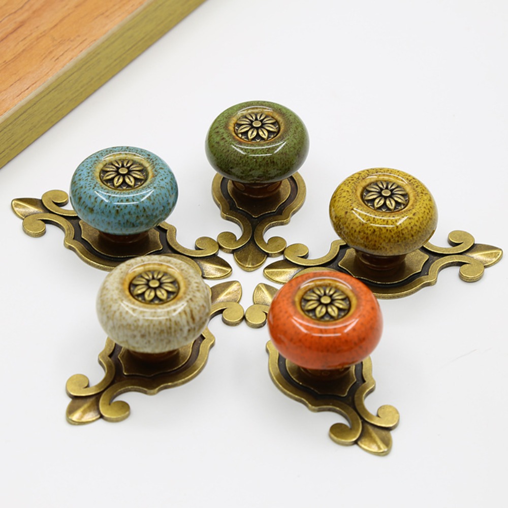 Furniture Hardware Kit - Creative Single Hole Ceramic Knob Ethnic