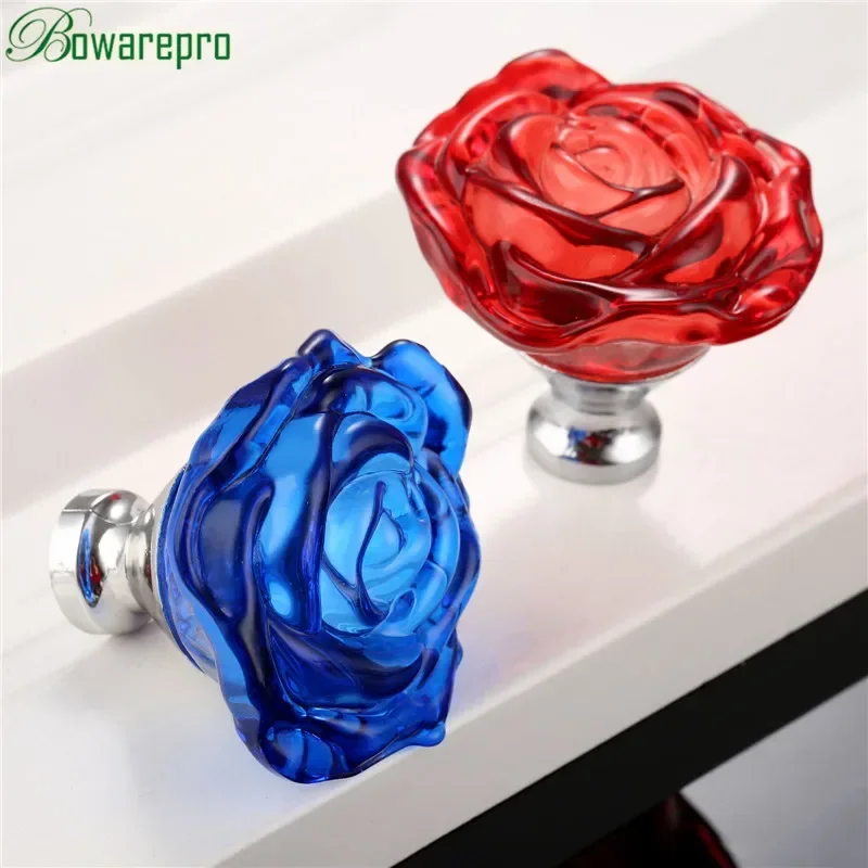 Zinc Furniture Hardware - bowarepro 50MM Crystal Rose Glass Handle