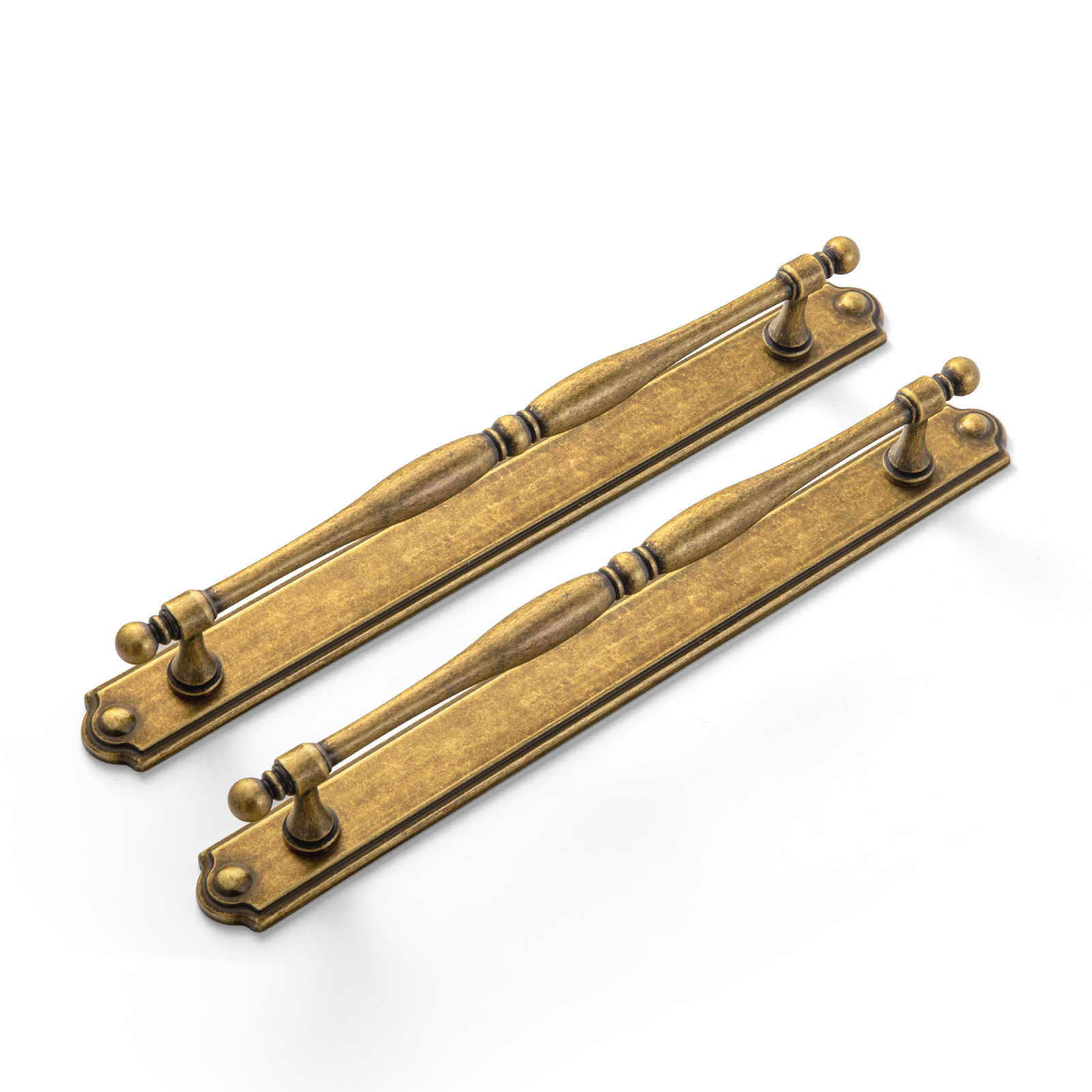 Furniture Hardware With Backplate - Goo-Ki Vintage Brass Cabinet Pulls with
