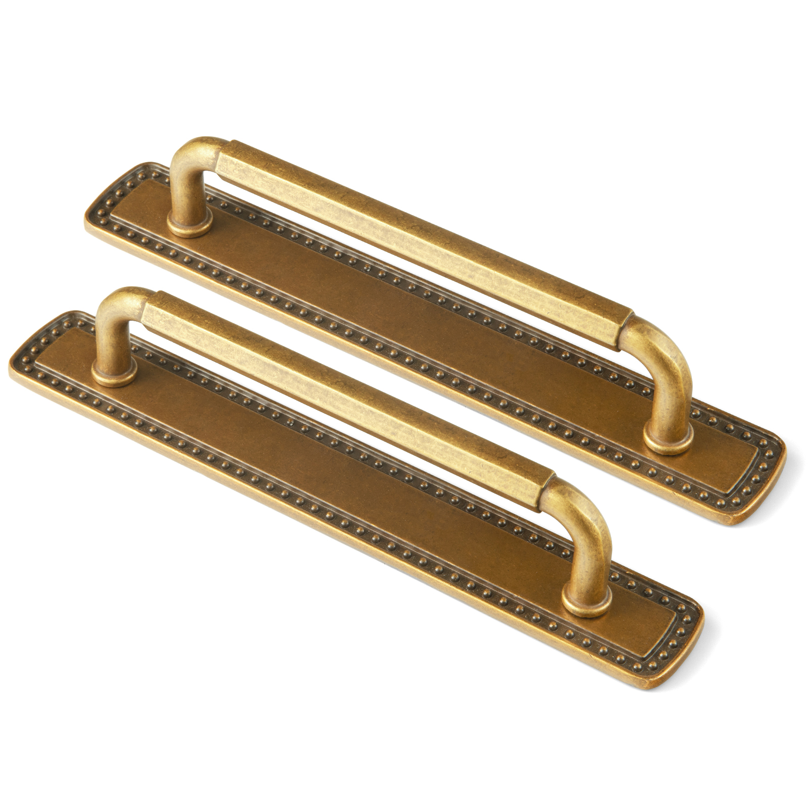 Furniture Hardware With Backplate - Goo-Ki Antique Brass Cabinet Pulls with