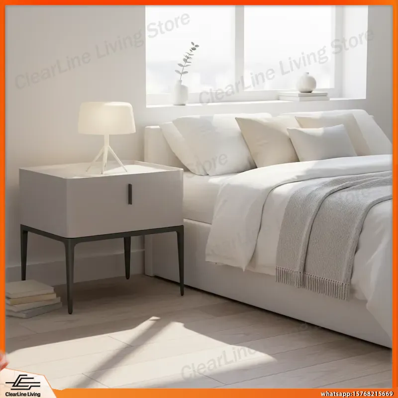 Furniture Hardware In China - Modern Minimalist White Lacquered Bedside Table