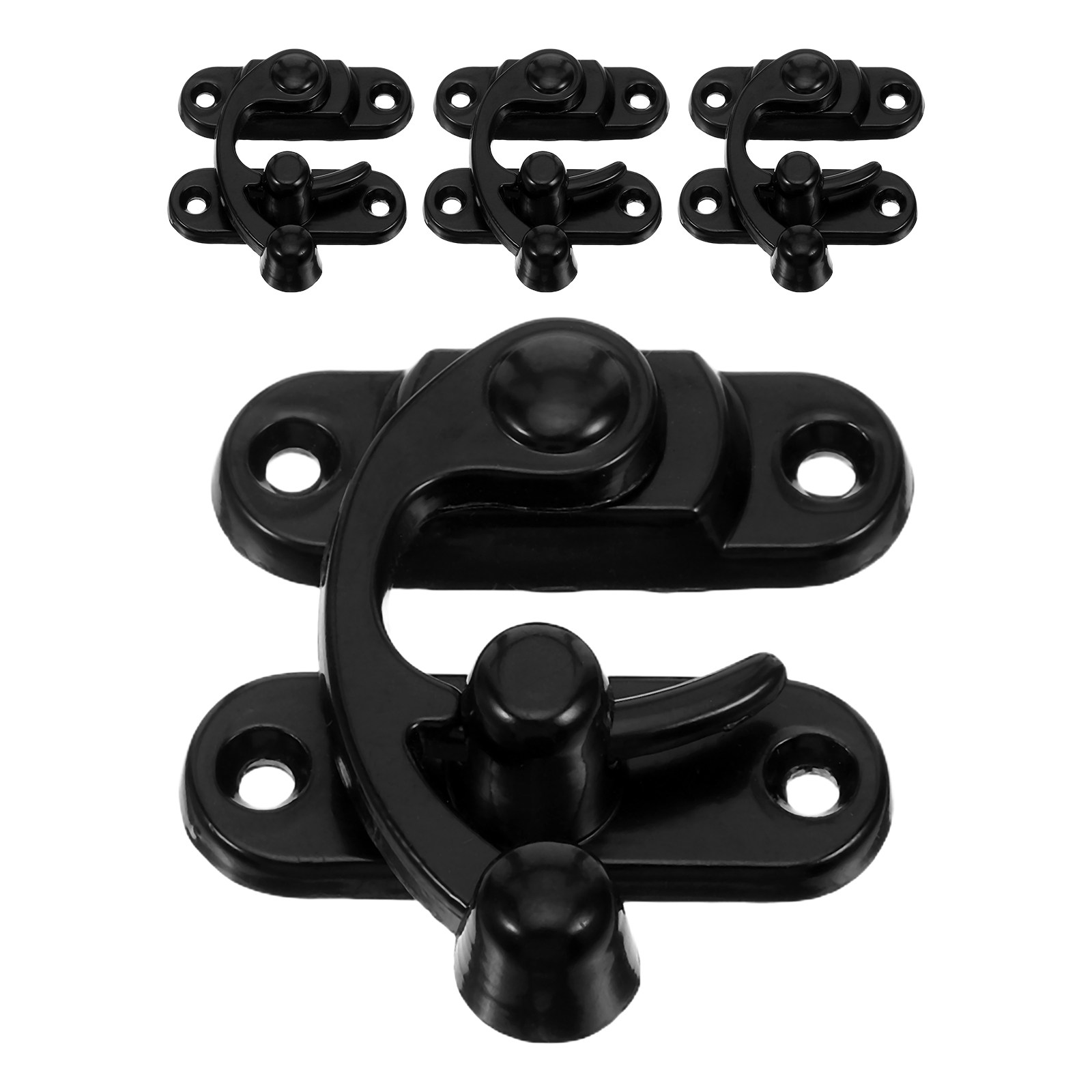 Furniture Hook Hardware - 4Pcs Left Lock Zinc Alloy Black