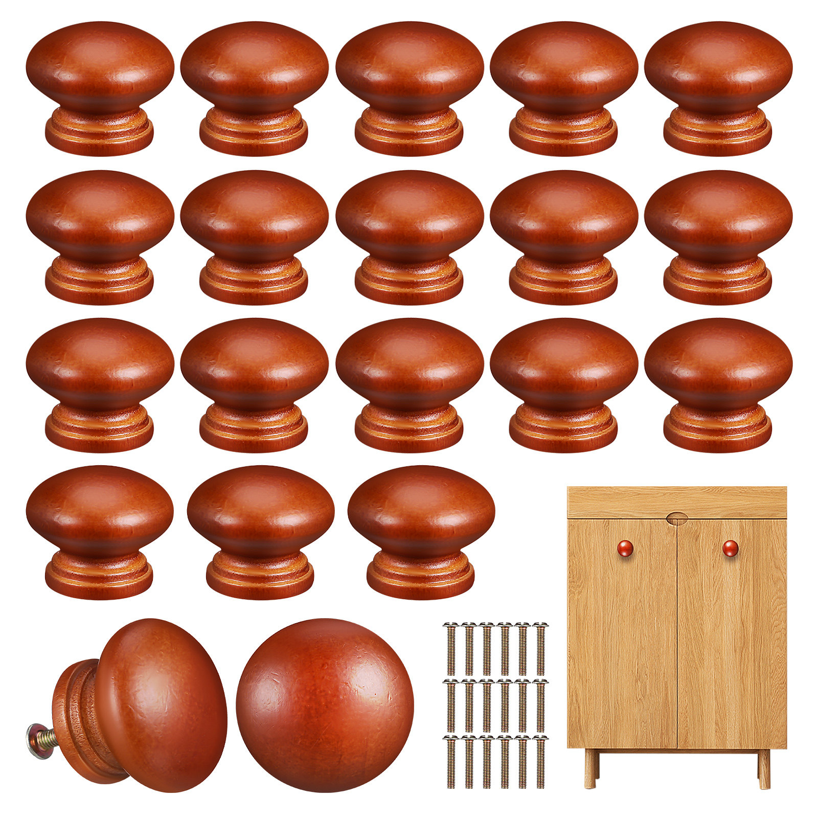 20Pcs Solid Wood Knobs Polishe - Furniture Hardware Drawer Pulls recensione e prezzo